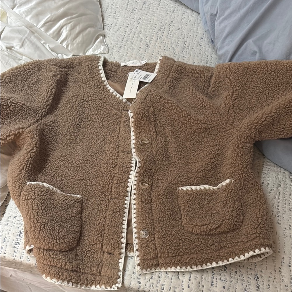 All in Favor Tan Sherpa Cardigan